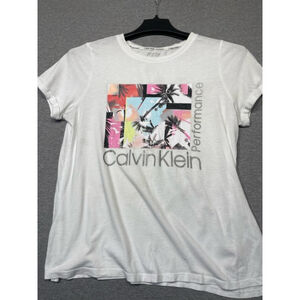 3 for $25 Women's Calvin Klein Performance T-Shirt Size M White colorful